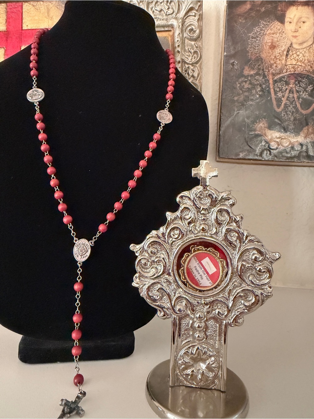 Vintage Catholic Third-Class Relic Rosary – St. John Paul II Medallion, Italian